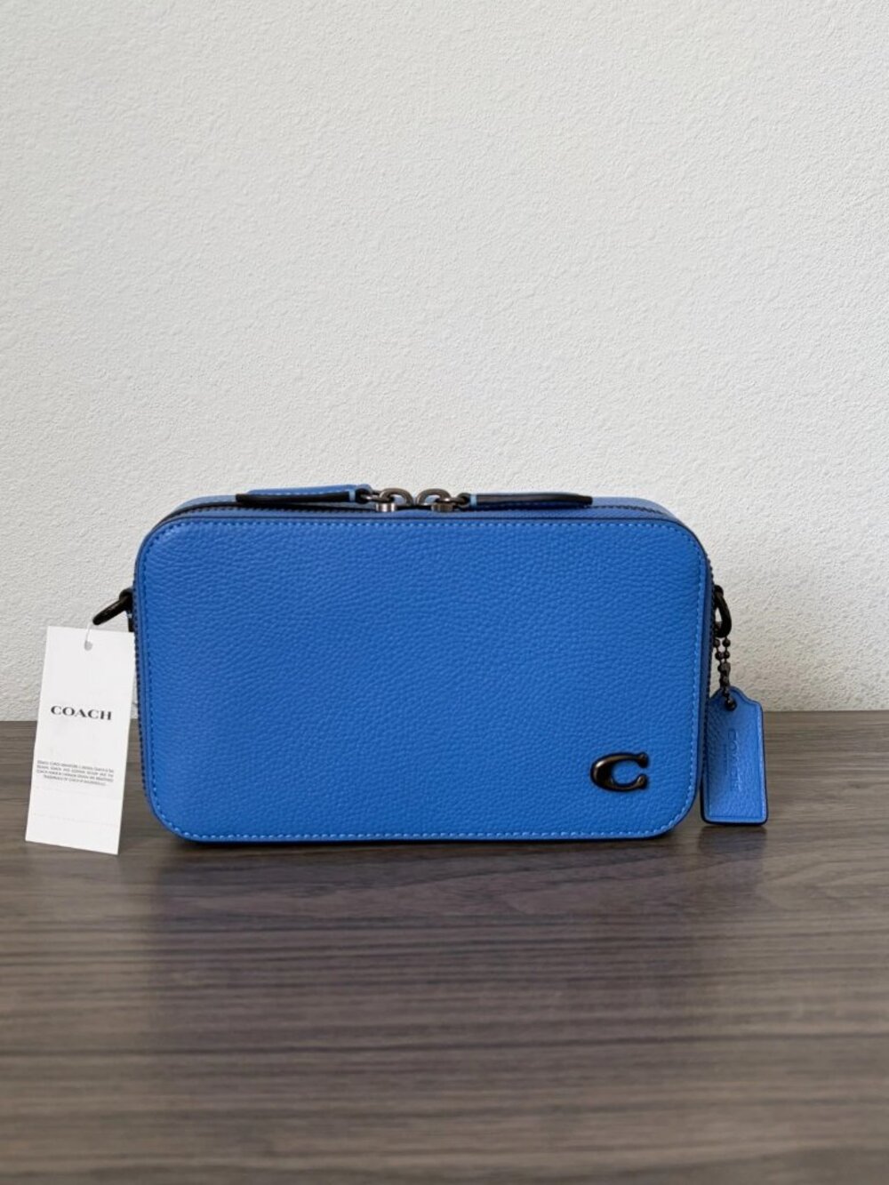 Coach Charter Slim Leather Camera Crossbody Bag Blueberry